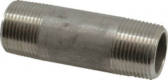 Merit Brass - Schedule 80, 3/4" Pipe x 3" Long, Grade 316/316L Stainless Steel Pipe Nipple - Seamless & Threaded - All Tool & Supply