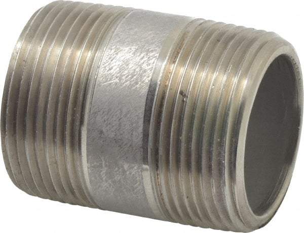 Merit Brass - Schedule 80, 1-1/4" Pipe x 2" Long, Grade 316/316L Stainless Steel Pipe Nipple - Seamless & Threaded - All Tool & Supply