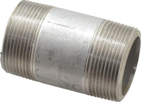 Merit Brass - Schedule 80, 1-1/2" Pipe x 3" Long, Grade 316/316L Stainless Steel Pipe Nipple - Seamless & Threaded - All Tool & Supply