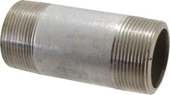 Merit Brass - Schedule 80, 1-1/2" Pipe x 4" Long, Grade 316/316L Stainless Steel Pipe Nipple - Seamless & Threaded - All Tool & Supply