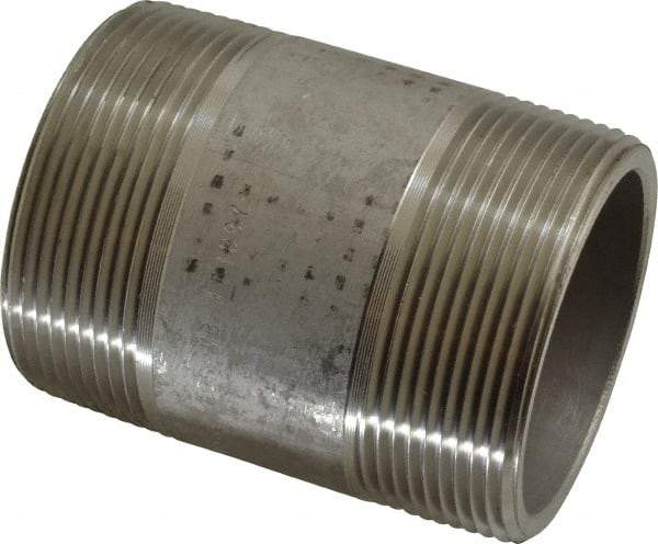 Merit Brass - Schedule 80, 2" Pipe x 3" Long, Grade 316/316L Stainless Steel Pipe Nipple - Seamless & Threaded - All Tool & Supply