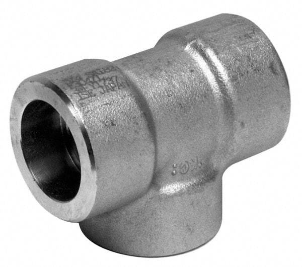 Merit Brass - 1-1/2" Grade 304 Stainless Steel Pipe Tee - Socket Weld x Socket Weld x Socket Weld End Connections, 3,000 psi - All Tool & Supply