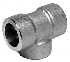 Merit Brass - 1-1/2" Grade 304 Stainless Steel Pipe Tee - Socket Weld x Socket Weld x Socket Weld End Connections, 3,000 psi - All Tool & Supply