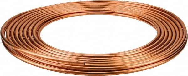 Mueller Industries - 50' Long, 1/4" OD x 0.19" ID, Copper Seamless Tube - 0.03" Wall Thickness - All Tool & Supply