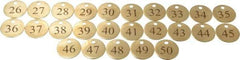 Value Collection - 1-1/4" High x 1-1/4" Long, 26 to 50, English Safety & Facility Numbered Tag - 1 Side, Brass - All Tool & Supply