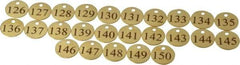 Value Collection - 1-1/4" High x 1-1/4" Long, 126 to 150, English Safety & Facility Numbered Tag - 1 Side, Brass - All Tool & Supply