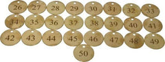 Value Collection - 1-1/2" High x 1-1/2" Long, 26 to 50, English Safety & Facility Numbered Tag - 1 Side, Brass - All Tool & Supply