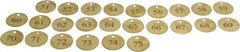 Value Collection - 1-1/2" High x 1-1/2" Long, 51 to 75, English Safety & Facility Numbered Tag - 1 Side, Brass - All Tool & Supply