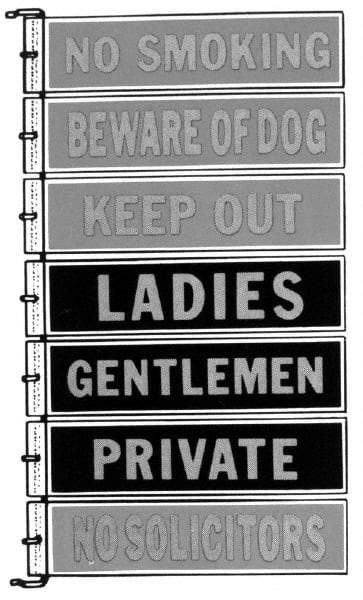 Made in USA - Ladies, 8" Wide x 2" High, Aluminum Safety Sign - For Workplace/Safety - All Tool & Supply