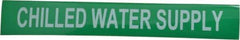 Made in USA - Pipe Marker with Chilled Water Supply Legend and Arrow Graphic - 1 to 2-1/2" Pipe Outside Diam, White on Green - All Tool & Supply