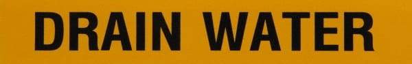 Made in USA - Pipe Marker with Drain Water Legend and Arrow Graphic - 3 to 5" Pipe Outside Diam, Black on Yellow - All Tool & Supply