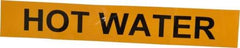 Made in USA - Pipe Marker with Hot Water Legend and Arrow Graphic - 1 to 2-1/2" Pipe Outside Diam, Black on Yellow - All Tool & Supply