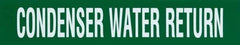 Made in USA - Pipe Marker with Condenser Water Return Legend and Arrow Graphic - 3 to 5" Pipe Outside Diam, White on Green - All Tool & Supply