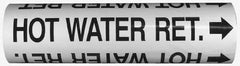 Made in USA - Pipe Marker with Cooling Water Legend and Arrow Graphic - 6 to 8" Pipe Outside Diam, White on Green - All Tool & Supply