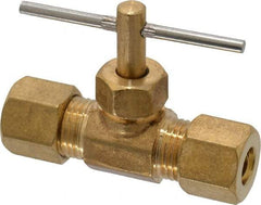 Cerro - 1/4" Pipe, Inline Needle Valve - Compression x Compression Ends, Brass Valve, 150 Max psi - All Tool & Supply