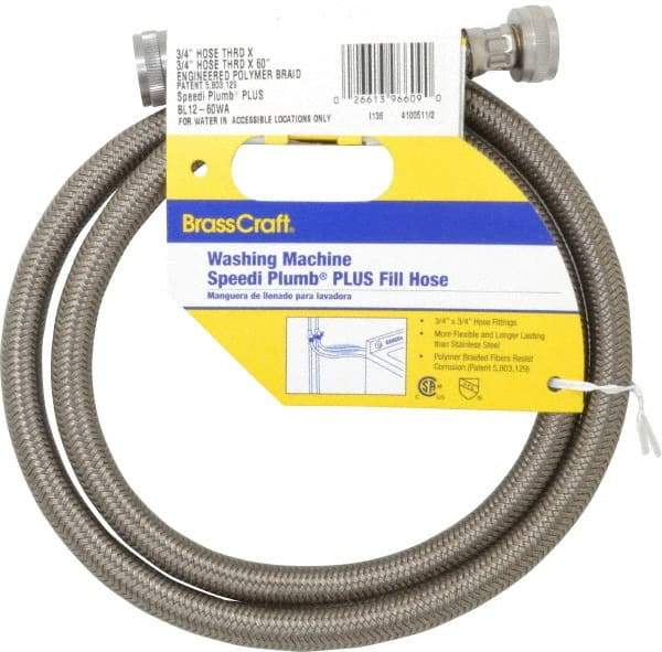 Brass Craft - 3/4" Hose Bibb Inlet, 3/4" Hose Bibb Outlet, Brass Flexible Connector - Braided Stainless Steel, Use with Washers - All Tool & Supply