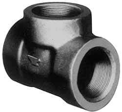 Made in USA - Size 2-1/2", Class 3,000, Forged Carbon Steel Black Pipe Tee - 3,000 psi, Threaded End Connection - All Tool & Supply