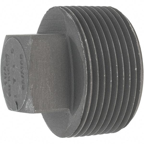 Made in USA - Size 1-1/4", Class 3,000, Forged Carbon Steel Black Pipe Square Plug - 925 psi, Threaded End Connection - All Tool & Supply