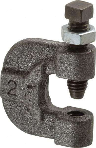 Made in USA - 3/4" Max Flange Thickness, 3/8" Rod C-Clamp with Locknut - 400 Lb Capacity, Ductile Iron - All Tool & Supply