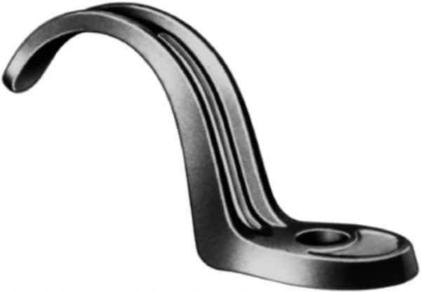 Made in USA - 1-1/4" Pipe, Malleable Iron, Black Plated" Pipe or Conduit Strap - 1 Mounting Hole - All Tool & Supply