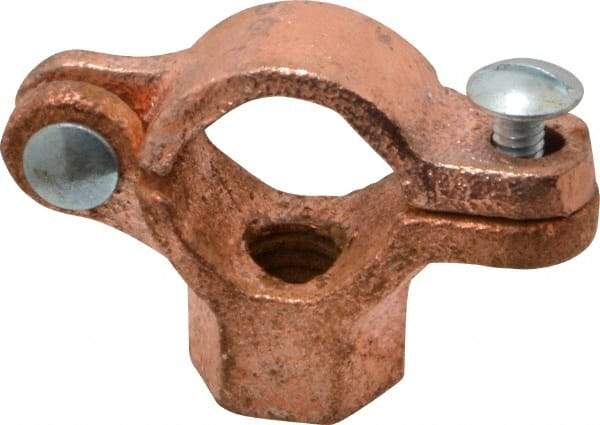 Value Collection - 1/2" Pipe, 3/8" Rod, Copper Plated Split Clamp - 180 Lb Capacity, Malleable Iron - All Tool & Supply