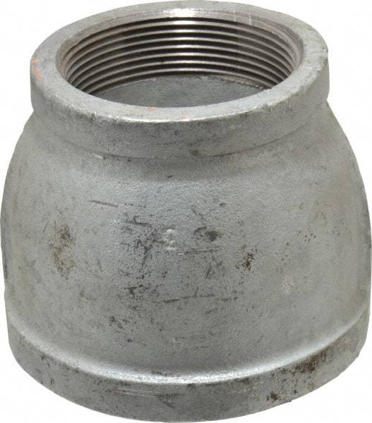 Made in USA - Class 150, 4 x 3" Galvanized Pipe Reducing Coupling - Threaded, Malleable Iron - All Tool & Supply