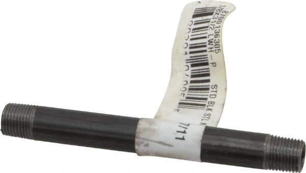 Value Collection - Schedule 40, 1/8" Diam x 3-1/2" Long Steel Black Pipe Nipple - Threaded - All Tool & Supply