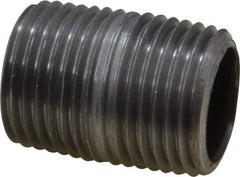 Made in USA - Schedule 40, 1/2" Diam x 1-1/8" Long Steel Black Pipe Nipple - Threaded - All Tool & Supply