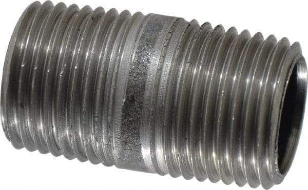 Made in USA - Schedule 40, 1/2" Diam x 1-1/2" Long Steel Black Pipe Nipple - Threaded - All Tool & Supply