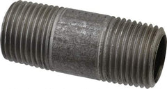 Made in USA - Schedule 40, 1/2" Diam x 2" Long Steel Black Pipe Nipple - Threaded - All Tool & Supply