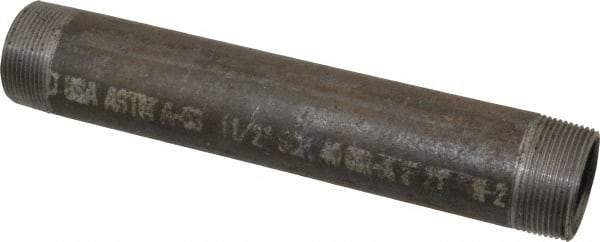 Made in USA - Schedule 40, 1-1/2" Diam x 10" Long Steel Black Pipe Nipple - Threaded - All Tool & Supply