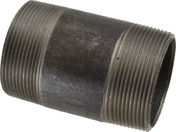 Made in USA - Schedule 40, 2" Diam x 3-1/2" Long Steel Black Pipe Nipple - Threaded - All Tool & Supply