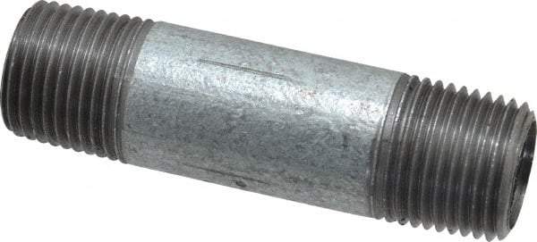 Made in USA - Schedule 40, 1/2 x 3" Galvanized Pipe Nipple - Threaded Steel - All Tool & Supply