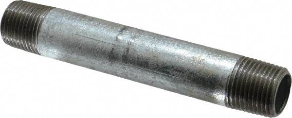 Made in USA - Schedule 40, 1/2 x 5" Galvanized Pipe Nipple - Threaded Steel - All Tool & Supply