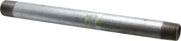 Made in USA - Schedule 40, 1/2 x 9" Galvanized Pipe Nipple - Threaded Steel - All Tool & Supply