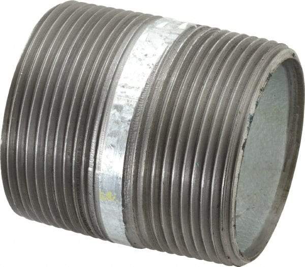 Made in USA - Schedule 40, 2-1/2 x 3" Galvanized Pipe Nipple - Threaded Steel - All Tool & Supply