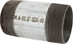 Made in USA - Schedule 40, 3 x 6" Galvanized Pipe Nipple - Threaded Steel - All Tool & Supply