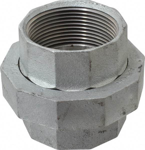 Made in USA - Class 150, 2-1/2" Galvanized Pipe Union - Threaded, Malleable Iron - All Tool & Supply