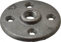 Made in USA - 3/8" Pipe, 3" OD, 5/8" Hub Length, Black Floor Pipe Flange - 2" Across Bolt Hole Centers, 1/4" Bolt Hole, 150 psi, Class 150 - All Tool & Supply