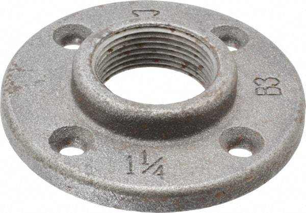 Made in USA - 1-1/4" Pipe, 4" OD, 13/16" Hub Length, Black Floor Pipe Flange - 3" Across Bolt Hole Centers, 1/4" Bolt Hole, 150 psi, Class 150 - All Tool & Supply