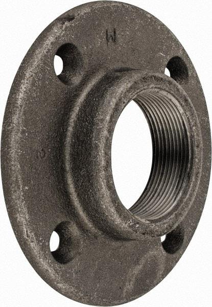 Made in USA - 2" Pipe, 5-1/2" OD, 1" Hub Length, Black Floor Pipe Flange - 4-1/4" Across Bolt Hole Centers, 5/16" Bolt Hole, 150 psi, Class 150 - All Tool & Supply