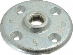 Made in USA - 1/2" Pipe, 3-1/2" OD, 5/8" Hub Length, Galvanized Floor Pipe Flange - 2-1/2" Across Bolt Hole Centers, 1/4" Bolt Hole, 150 psi, Class 150 - All Tool & Supply