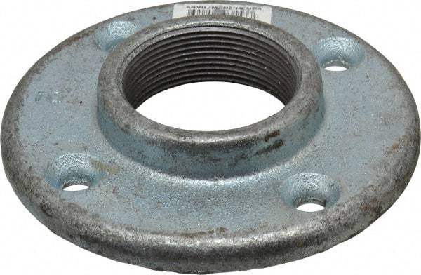 Made in USA - 2" Pipe, 5-1/2" OD, 1" Hub Length, Galvanized Floor Pipe Flange - 4-1/4" Across Bolt Hole Centers, 5/16" Bolt Hole, 150 psi, Class 150 - All Tool & Supply