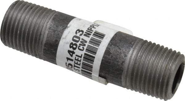 Made in USA - Schedule 80, 1/2" Diam x 3" Long Steel Black Pipe Nipple - Threaded - All Tool & Supply