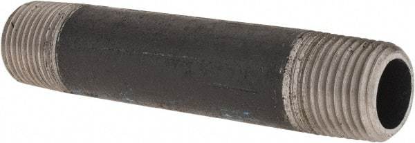 Made in USA - Schedule 80, 1/2" Diam x 4" Long Steel Black Pipe Nipple - Threaded - All Tool & Supply