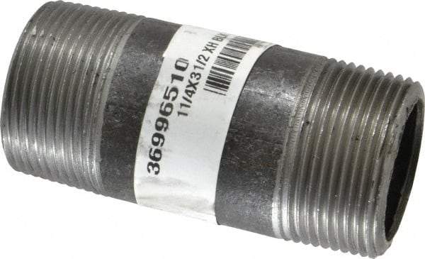 Made in USA - Schedule 80, 1-1/4" Diam x 3-1/2" Long Steel Black Pipe Nipple - Threaded - All Tool & Supply