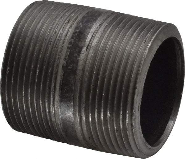 Made in USA - Schedule 80, 1-1/2" Diam x 2" Long Steel Black Pipe Nipple - Threaded - All Tool & Supply