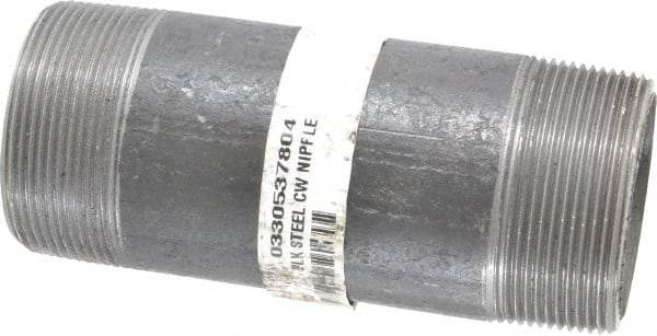 Made in USA - Schedule 80, 2" Diam x 5-1/2" Long Steel Black Pipe Nipple - Threaded - All Tool & Supply