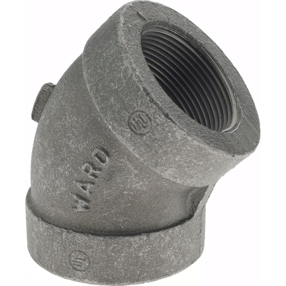 Black 45 ° Elbow: 1-1/2″, 300 psi, Threaded Malleable Iron, Black Finish, Class 300