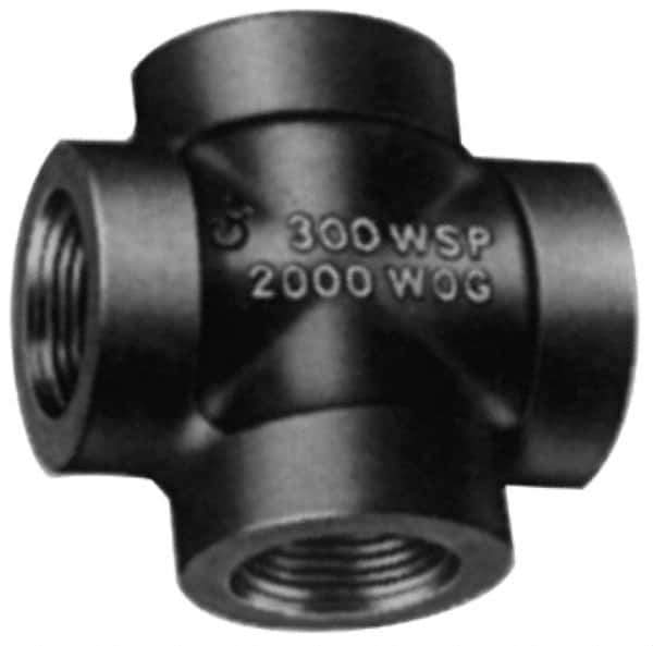 Made in USA - Size 3", Class 3,000, Steel Black Pipe Cross - 3,000 psi, Socket Weld End Connection - All Tool & Supply